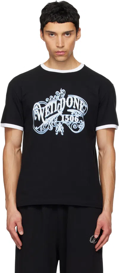We11 Done Black Vintage Logo Ringer T-shirt