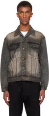 We11 Done Black Washed Denim Jacket In Black