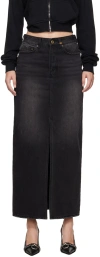 We11 Done Black Washed Denim Maxi Skirt In Black