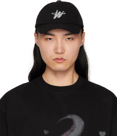 We11 Done Black Wd One Logo Cap
