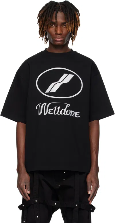 WE11 DONE BLACK 'WE11DONE' LOGO T-SHIRT
