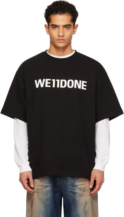 WE11 DONE BLACK 'WE11DONE' T-SHIRT