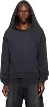 We11 Done Black Wide Neck Hoodie In Black