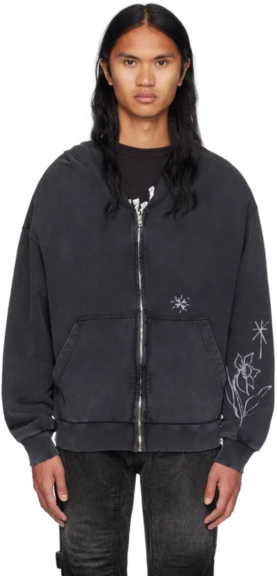 We11 Done Black Wide Neck Hoodie