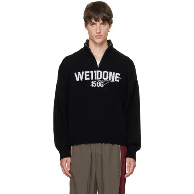 We11 Done Black Wide-fit '1506' Logo Half-zip Sweater