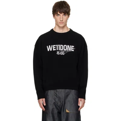 We11 Done Black Wide-fit '1506' Logo Pullover Sweater