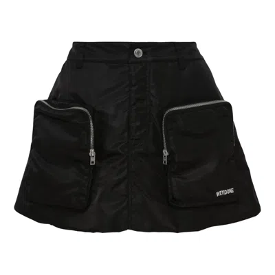 We11 Done Black Womens Nylon Cargo Mini Skirt
