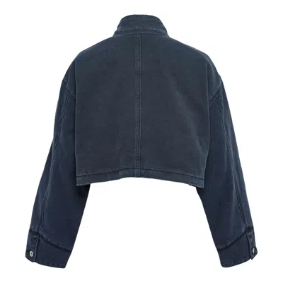 We11 Done Black Womens Pocket Canvas Jacket In Blue