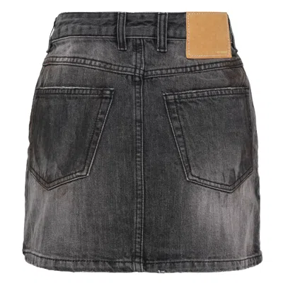 We11 Done Black Womens Washed Denim Mini In Gray