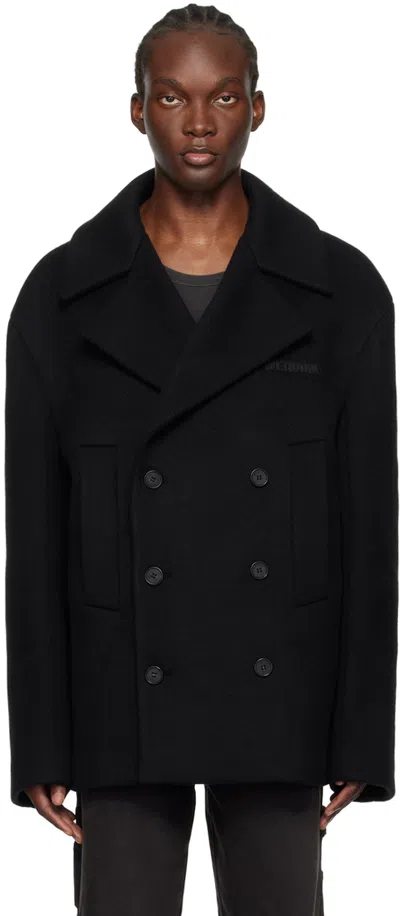 We11 Done Black Wool Double-breasted Peacoat