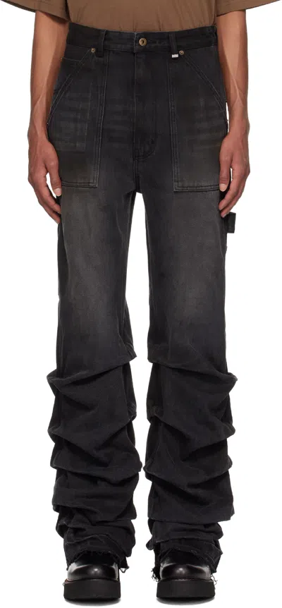 We11 Done Black Wrinkled Jeans
