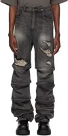 We11 Done Denim Trousers With Belt Loops In Black