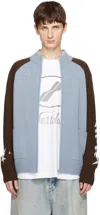 We11 Done Blue & Brown Raglan Jacket In Sky