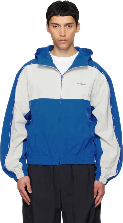 We11 Done Blue & Gray Logo Tape Track Jacket
