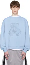 We11 Done Blue Coding Teddy Sweatshirt In Blue