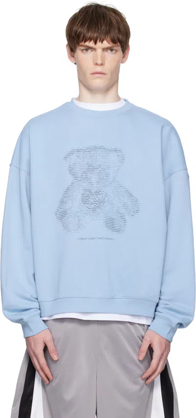 We11 Done Blue Coding Teddy Sweatshirt