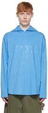 We11 Done Blue Cotton Henley In Blue