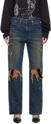 We11 Done Blue Distressed Jeans In Blue