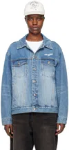 We11 Done Blue Faded Denim Jacket In Blue