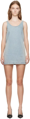 We11 Done Blue Faded Denim Minidress In Sky