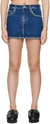 We11 Done Blue Faded Denim Miniskirt In Blue