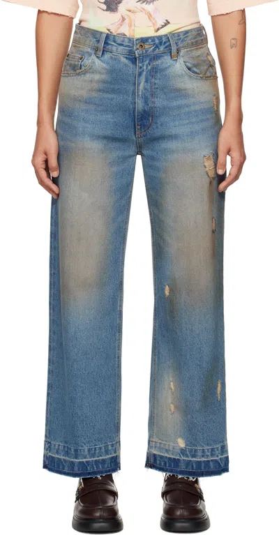 WE11 DONE BLUE GRUNGE JEANS