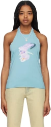 We11 Done Blue Halter Tank Top In Sky