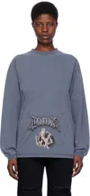 We11 Done Blue Long Sleeve T-shirt In Navy