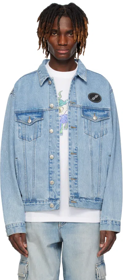 We11 Done Blue Oversized Denim Jacket In Ice