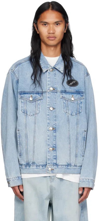 We11 Done Blue Oversized Denim Jacket In Ice