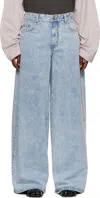We11 Done Blue Oversized Low-rise Jeans In Blue