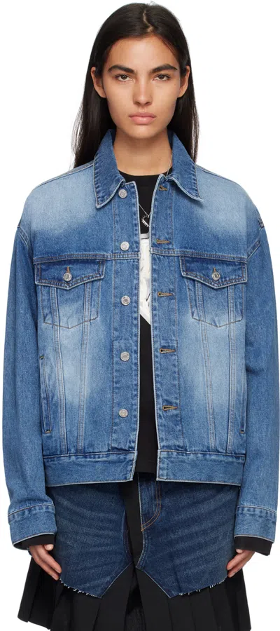 We11 Done Blue Printed Denim Jacket