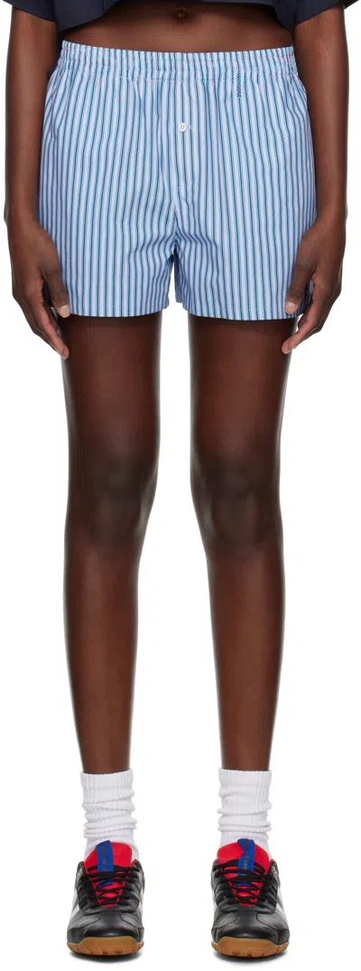We11 Done Blue Stripe Classic Shorts