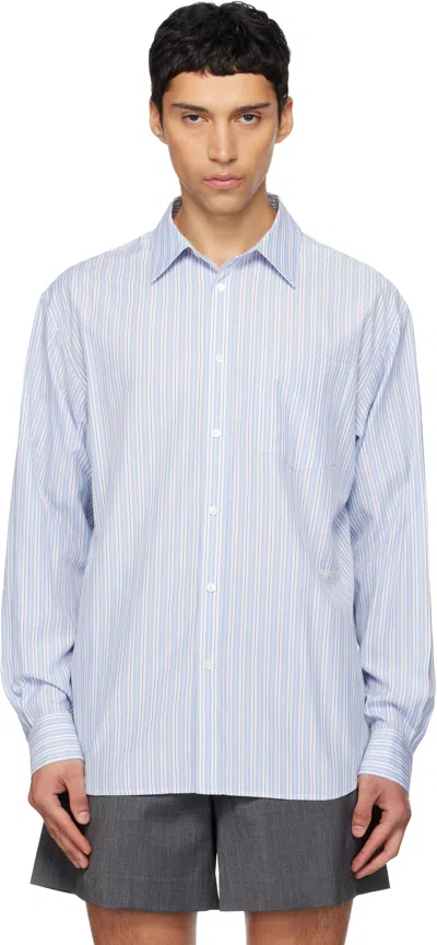 We11 Done Blue Striped Basic Shirt