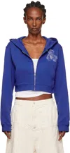 We11 Done Teddy Bear Slim-fit Zip-up Hoodie In Blue