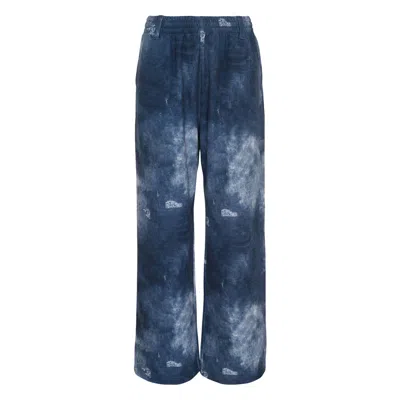 We11 Done Blue Trompe L'oeil Denim Print Sweatpants