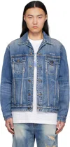We11 Done Blue Washed Denim Jacket In Blue