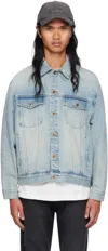 We11 Done Blue Washed Denim Jacket In Sky