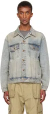 We11 Done Blue Washed Denim Jacket In Sky