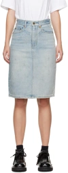 We11 Done Blue Washed Denim Midi Skirt In Sky