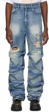 We11 Done Denim Trousers With Belt Loops In Blue