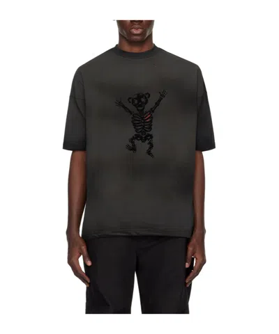 We11 Done Bolt Teddy Crew-neck T-shirt In Black