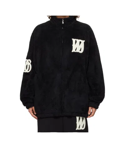 We11 Done Boucle Logo Fleece Jacket In Black