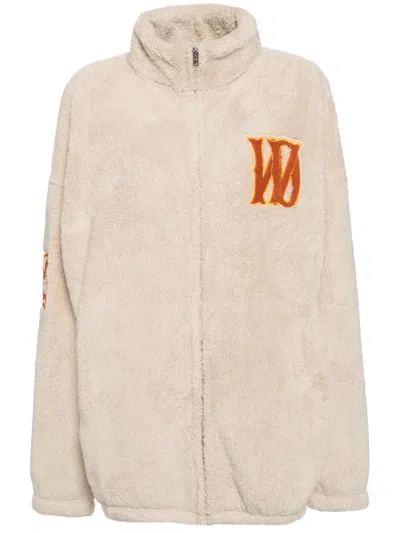 We11 Done Boucle Logo Fleece Jacket In Neutrals