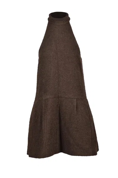 We11 Done Bouclé Wool Alpaca Dress - Brown