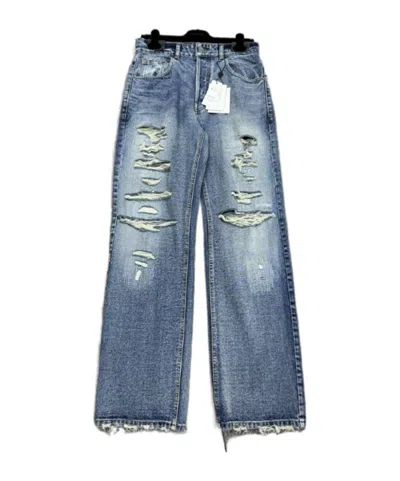 We11 Done Broken Hole Details Denim Trousers In Blue