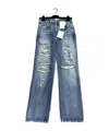 We11 Done Broken Hole Details Denim Trousers In Blue