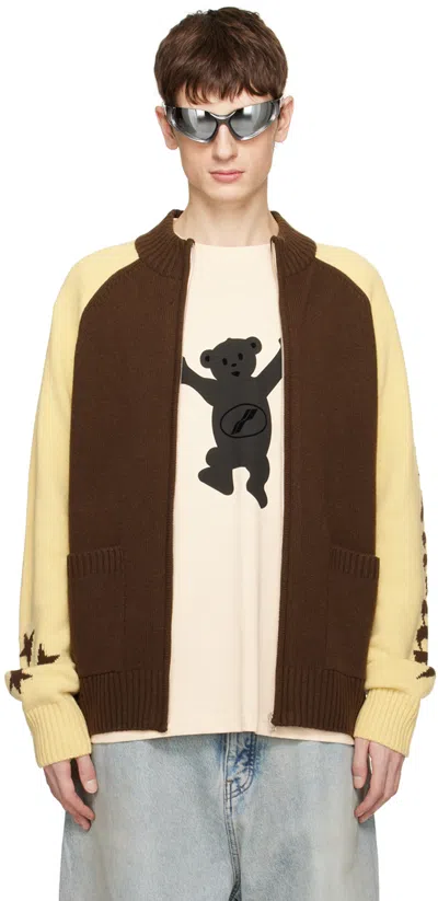 We11 Done Brown & Yellow Raglan Jacket