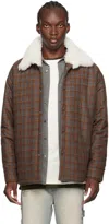 We11 Done Brown Check Insulated Faux-shearling Jacket In Brown