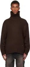 We11 Done Brown Chunky Turtleneck In Brown